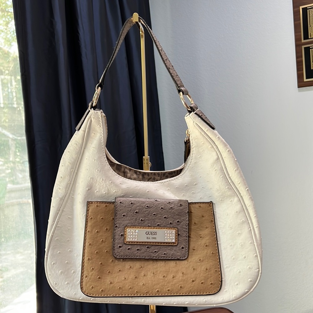 Guess White / Brown colorblock Hobo
